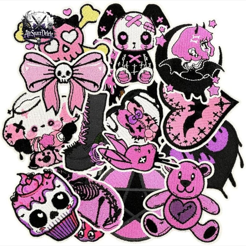 16 Gothic Embroidered Patches, Sew-On Appliques for DIY Clothing Decoration